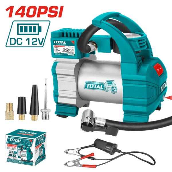 MINICOMPRESORA DC12V 140PSI 35L/MIN CON LED Y ACCESORIOS