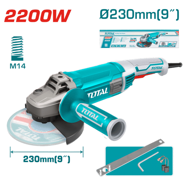 AMOLADORA ANGULAR 09” 230mm 2200W M14 6600RPM INDUSTRIAL