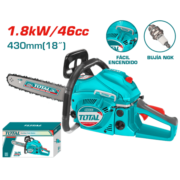 MOTOSIERRA 46CC 1.8KW ESPADA/18” 550ML MOTOR 2 TIEMPOS