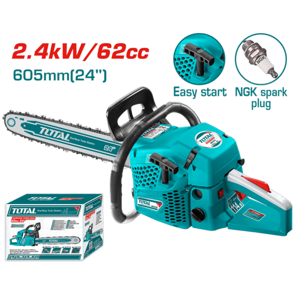 MOTOSIERRA 62CC 2.4KW ESPADA/24” 550ML MOTOR 2 TIEMPOS INDUSTRIAL