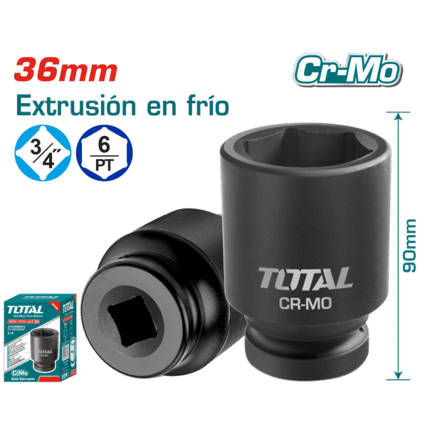 SOCKET IMPACTO DR 3/4 PULG 36X90MM CRMO INDUSTRIAL