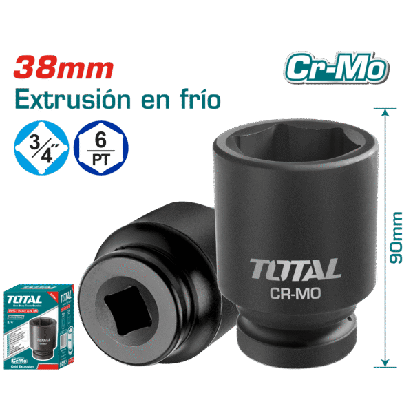 SOCKET IMPACTO DR 3/4 PULG 38X90MM CRMO INDUSTRIAL