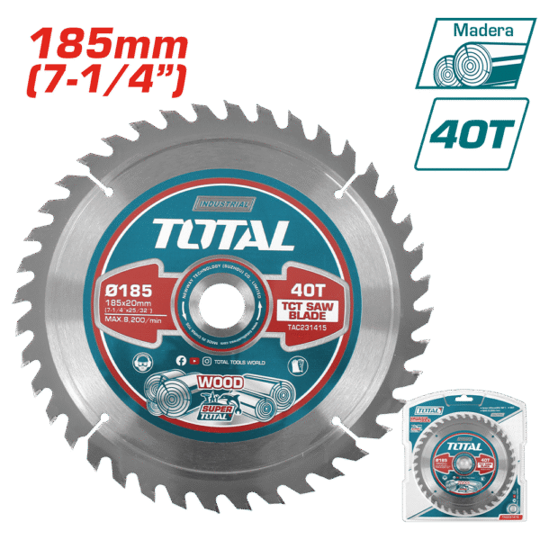 DISCO DENTADO TCT P/MADERA 185MM (7 1/4”) 40T INDUSTRIAL