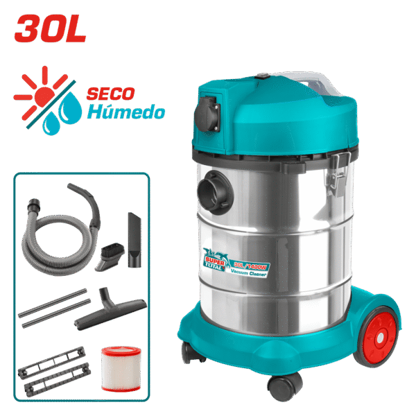 ASPIRADORA 30L 1400W 1.9M3/MIN 18KPA SECO/HUMEDO INDUSTRIAL