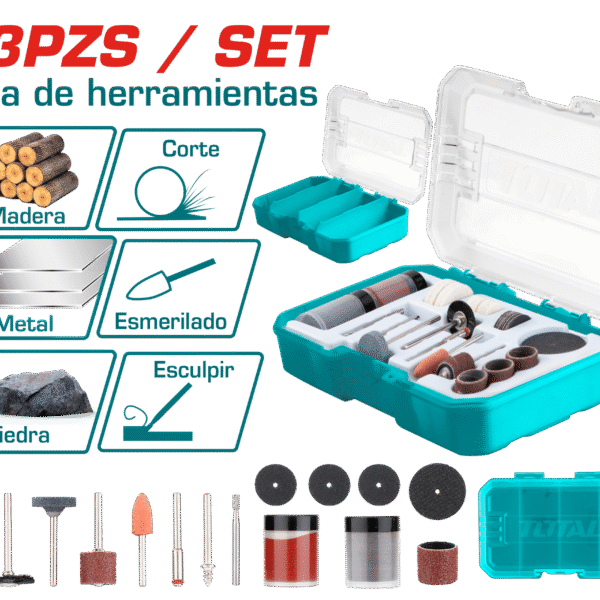 ACCESORIOS P/MINI-RECTIFICADOR 73PZS 1/8” (3.125MM) PIEDRAS/LIJAS/PULIR INC. ESTUCHE