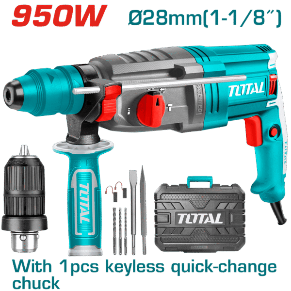 ROTOMARTILLO SDS+ 28MM 950W 0-1050RPM 0-4670BPM 2.5J MALETIN INDUSTRIAL