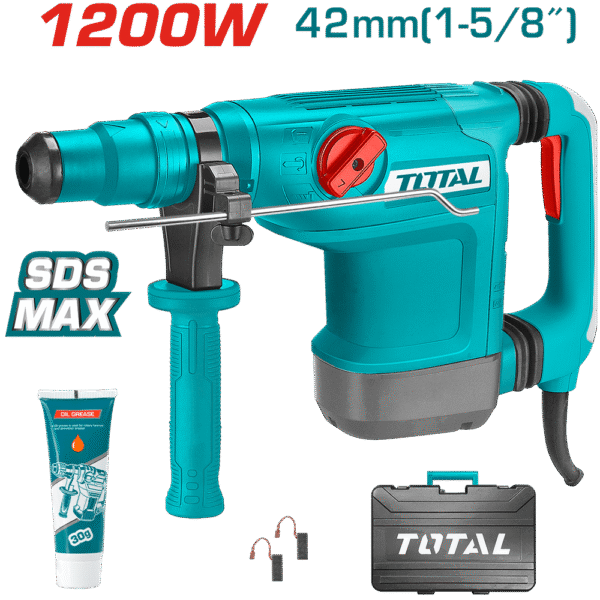 ROTOMARTILLO SDS-MAX 42MM 1200W 514RPM 1350-2950BPM 2-10J MALETIN INDUSTRIAL