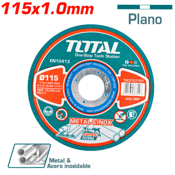 DISCO ABRASIVO/CORTE P/METAL 115×1.0×22.2MM ULTRA DELGADO