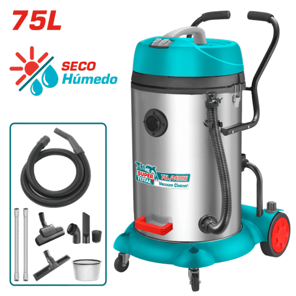 ASPIRADORA 75L 2X1200W 3CBM/MIN SECO/HUMEDO INDUSTRIAL