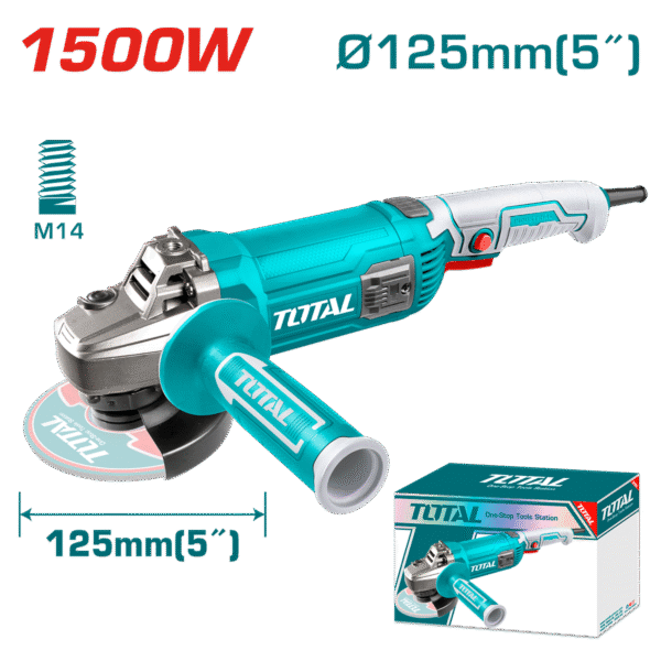 AMOLADORA ANGULAR 05” 125mm 1500W M14 9500RPM MANGO LARGO INDUSTRIAL