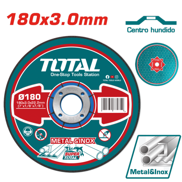 DISCO ABRASIVO/CORTE P/METAL 180×3.0×22.2MM C:DEPR