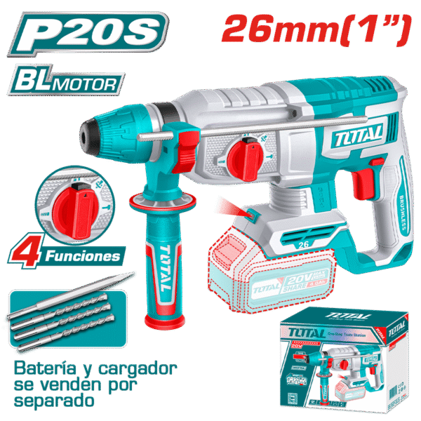 ROTOMARTILLO SDS+ 26MM 20V 2.5J 0-5000BPM BRUSHLESS 4FUNC INDUSTRIAL