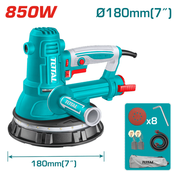 LIJADORA DE DRYWALL 850W 180MM 1000-2700RPM CON LUZ INDUSTRIAL