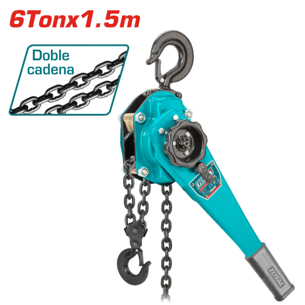 TECLE CON RATCHET 6.00 TON 1.5M FUERZA 320N 2 CADENAS