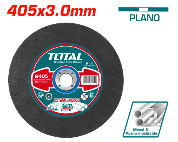 DISCO ABRASIVO/CORTE P/METAL 405 X 3.0 X 25.4 MM CENTRO PLANO