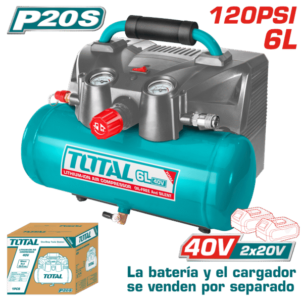 COMPRESORA 2X20V (40V) 98L/MIN 6L 120PSI SIN BATERIA