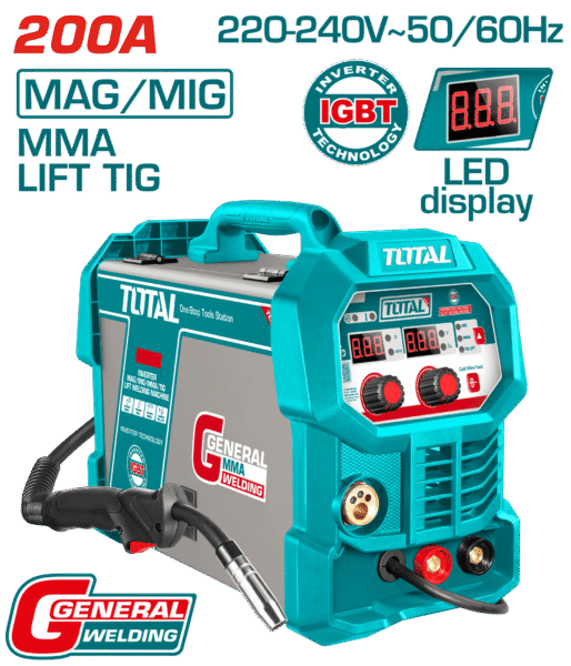 SOLDADORA INVERTER MAG/MIG/MMA/TIG LIFT 200A IGBT LED